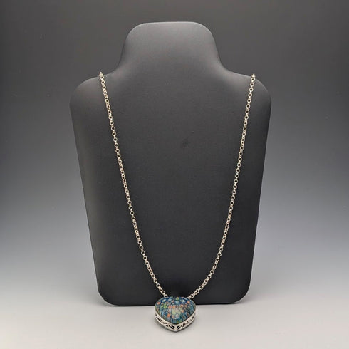 ヴィンテージ ミルフィオリガラス&純銀ペンダント& 純銀アズキチェーンネックレス 計80g