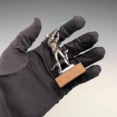 1979年 英国ヴィンテージ 純銀製 ハンター ミニチュア フィギュリン 72g Ammonite Ltd