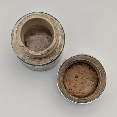 1893年 英国アンティーク 純銀蓋 伊万里柄セラミックボトルジャー Saunders&Shepherd