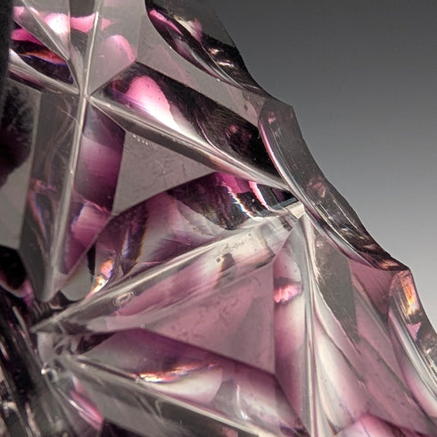 Antique British 800 Silver Lid Purple Cut Glass Portable Perfume Bottle