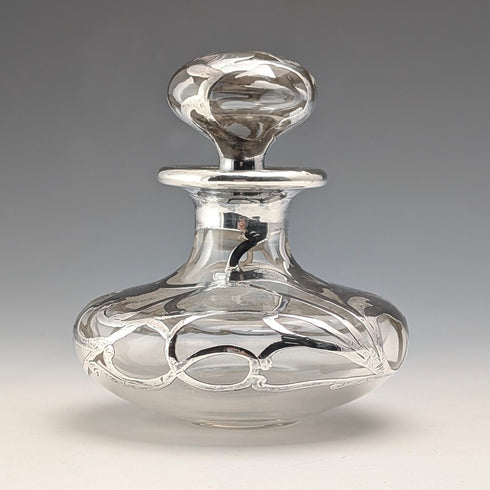 米国アンティーク アール・ヌーヴォー シルバーオーバーレイ ガラス パフュームボトル 香水瓶 Alvin