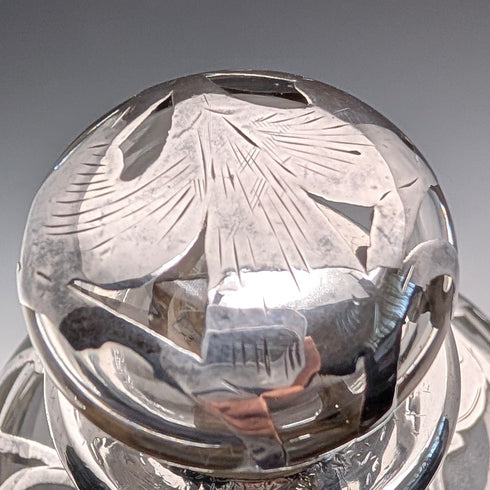 米国アンティーク アール・ヌーヴォー シルバーオーバーレイ ガラス パフュームボトル 香水瓶 Alvin