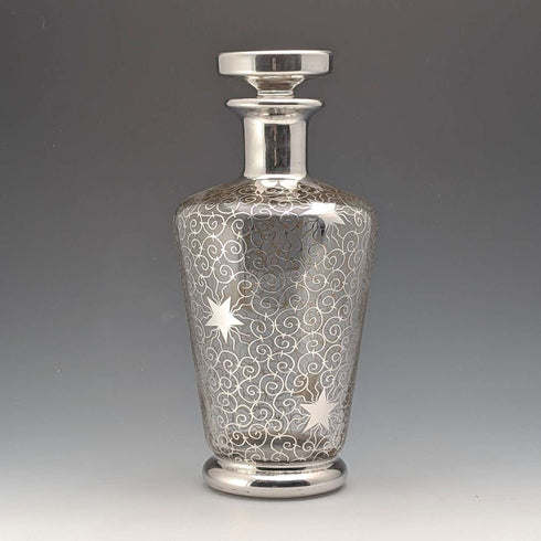 1950s French Vintage Silver Overlay Glass Decanter, Saint Graal