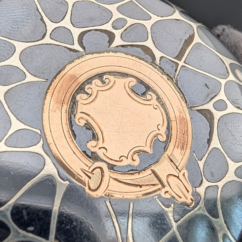 古董美國懷錶,未簽名,銀色黑金裝飾,獵錶殼,運作良好