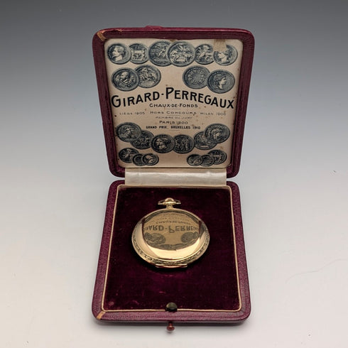 1930年代左右 吉拉爾·柏格 18K金懷錶 獵人式錶殼 運作良好 附皮革盒