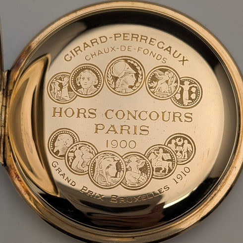 1930年代左右 吉拉爾·柏格 18K金懷錶 獵人式錶殼 運作良好 附皮革盒