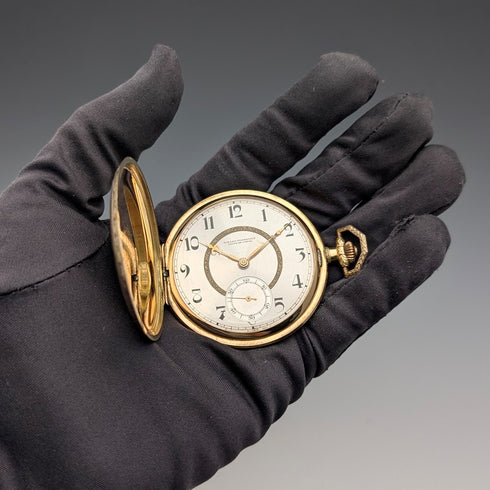 1930年代左右 吉拉爾·柏格 18K金懷錶 獵人式錶殼 運作良好 附皮革盒