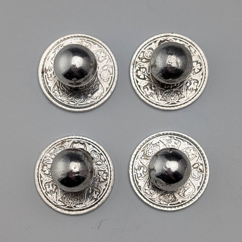 英国ヴィンテージ アンティーク銀貨アレンジ シャツスタッズボタン 4個セット ケース入