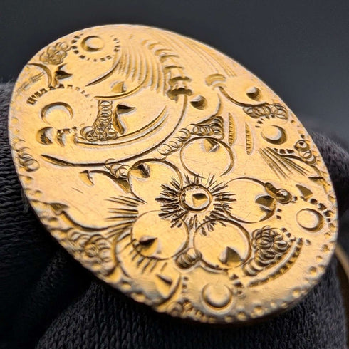 British Vintage Floral Rold Gold Oval Cufflinks