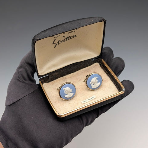 Vintage British Wedgwood Goddess Cameo with Gold-Plated Base and Case.