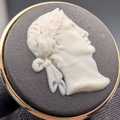 British Vintage Wedgwood Men's Cameo Gold-Plated Cufflinks with Case