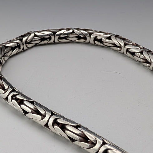 ヴィンテージ 純銀製 ビザンチンチェーン ネックレス 46cm 98g