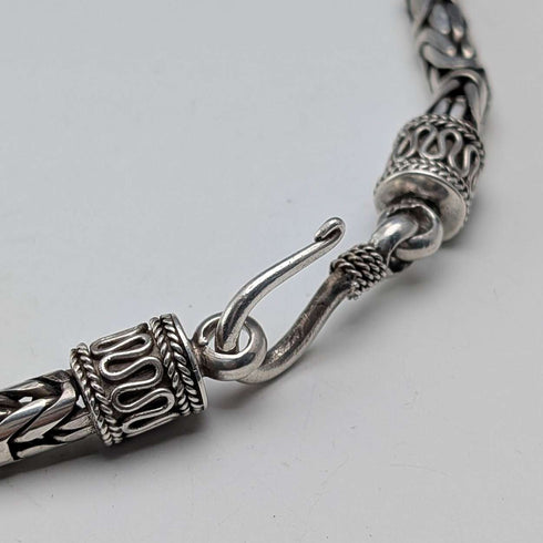Vintage Sterling Silver Byzantine Chain Necklace, 46cm, 98g