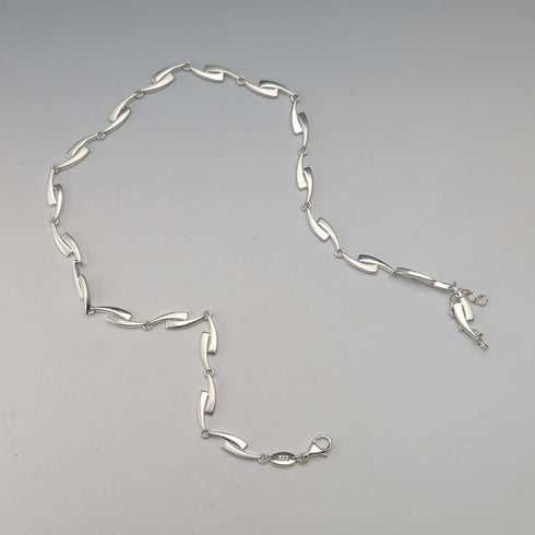 Vintage Sterling Silver Fancy Link Chain Necklace, 42cm, 23g, FOSSIL