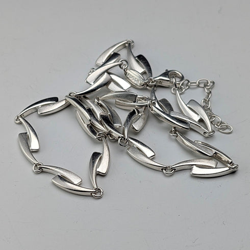 ヴィンテージ 純銀製 ファンシーリンクチェーン ネックレス42cm 23g FOSSIL