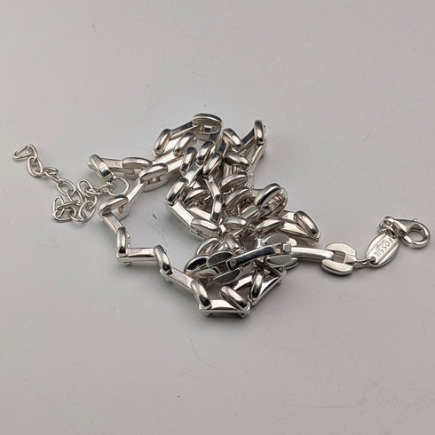 ヴィンテージ 純銀製 モダニストリンクチェーン ネックレス42cm 28g FOSSIL