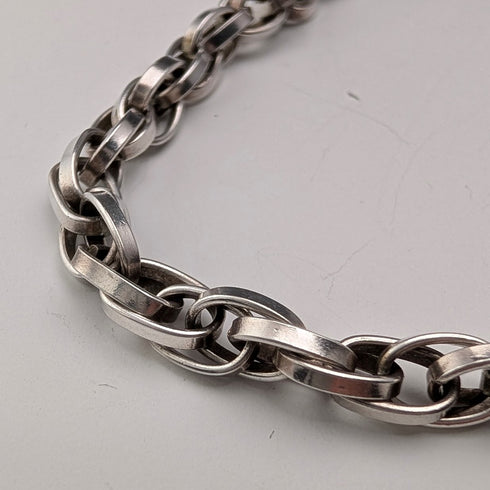 英国ヴィンテージ 純銀製 ダブルアズキチェーン ネックレス55cm 30g B&P