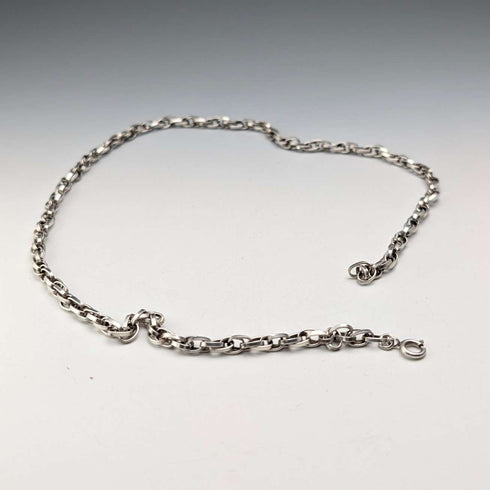 British Vintage Sterling Silver Double Azuki Chain Necklace, 55cm, 30g, B&P