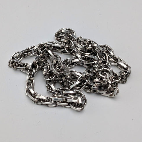 英国ヴィンテージ 純銀製 ダブルアズキチェーン ネックレス55cm 30g B&P