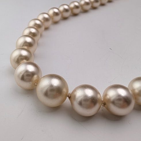 英国ヴィンテージ パールネックレス 70cm 9ctゴールド留め具 ケース付 Ciro