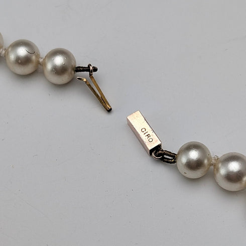 英国ヴィンテージ パールネックレス 70cm 9ctゴールド留め具 ケース付 Ciro