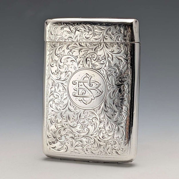 1902年 英国アンティーク 純銀製 シガレットケース 75g I.J. Evens&Co