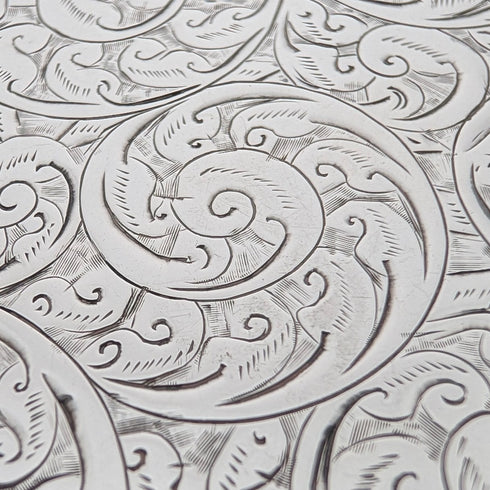 1900 British Antique Scroll Engraved Sterling Silver Card Case, 71g, George Unite