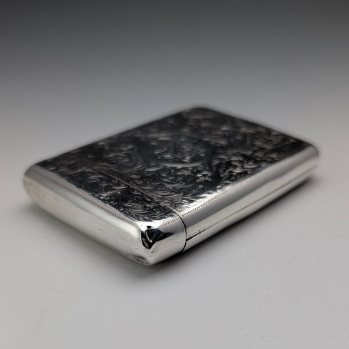 1902 British Antique Sterling Silver Cigarette Case, 75g, IJ Evens & Co.
