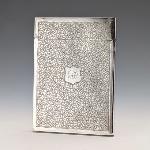 1839 British Antique Wriggle Pattern Sterling Silver Card Case, 83g, Joseph Willmore
