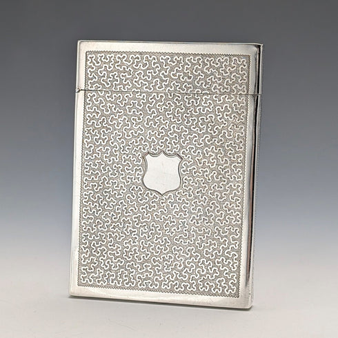 1839 British Antique Wriggle Pattern Sterling Silver Card Case, 83g, Joseph Willmore