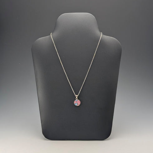 Vintage sterling silver two-tone mother-of-pearl pendant with necklace