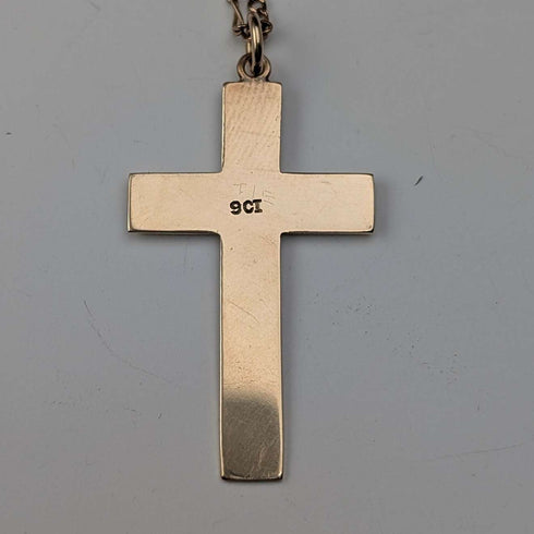 Antique 9ct gold cross pendant with 9ct gold necklace chain