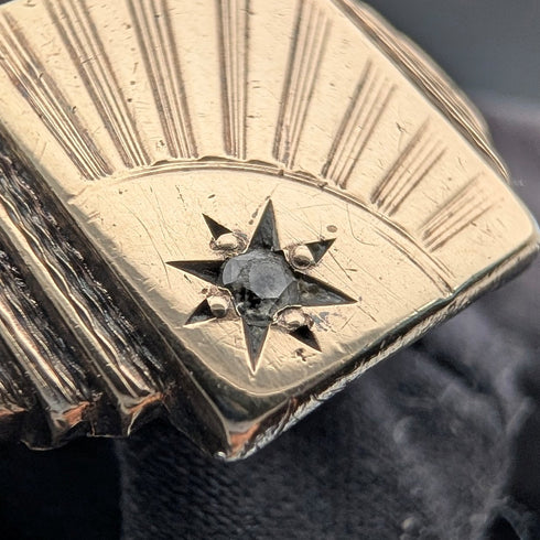 ヴィンテージ 純銀&9ctゴールドメッキ シグネットリング 指輪(22号)