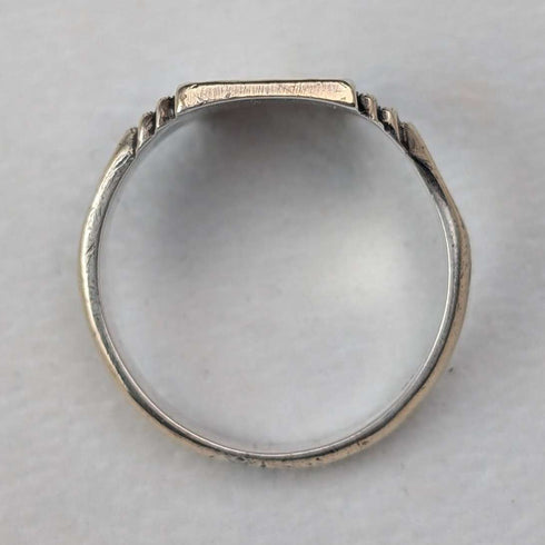 Vintage sterling silver and 9ct gold plated signet ring (size 22)