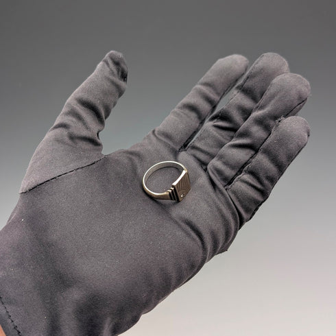 ヴィンテージ 純銀&9ctゴールドメッキ シグネットリング 指輪(22号)