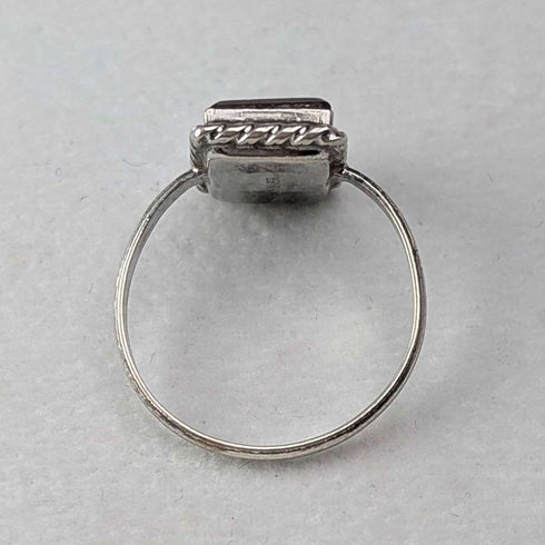 Vintage sterling silver signet ring with brown agate base (size 14)