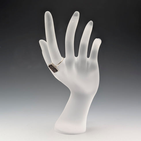 ヴィンテージ 純銀台座 ブラウンベース瑪瑙 シグネットリング 指輪(14号)