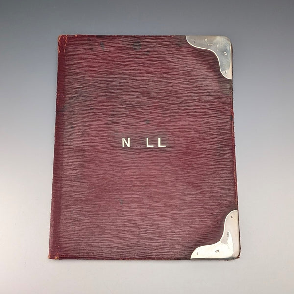 1904年 英国アンティーク バーガンディーレザー ファイルホルダー Arthur William Clare