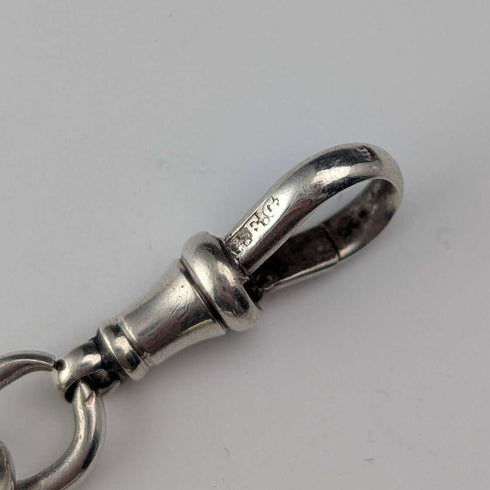Circa 1894 British Antique Fancy Link Sterling Silver Albert Chain, 44g, Sterling Silver Medal Fob