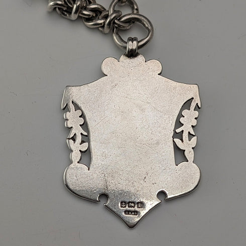 約 1919 年英國古董純銀阿爾伯特鏈,53 克,純銀獎章錶鍊