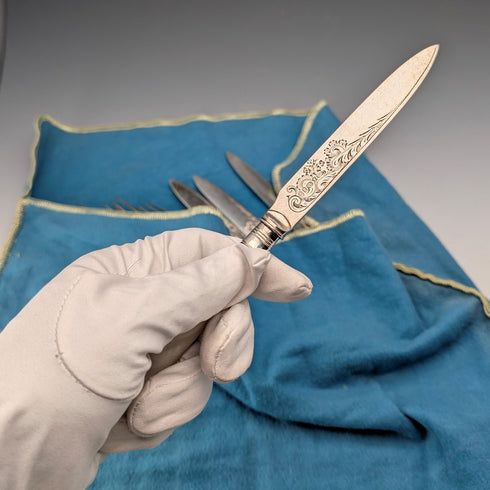 19世紀末英國古董珍珠母柄茶具(5對),克里斯多福約翰遜創作