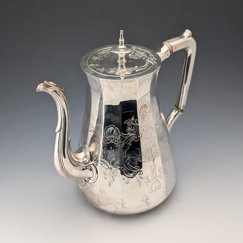 1853 年英國古董鍍銀咖啡壺 Thomas Bradbury & Sons