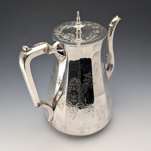 1853 年英國古董鍍銀咖啡壺 Thomas Bradbury & Sons