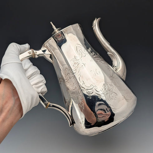 1853 年英國古董鍍銀咖啡壺 Thomas Bradbury & Sons