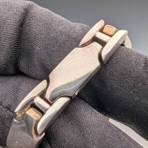 British Vintage Sterling Silver Panel Link Bracelet, 32g, WSG
