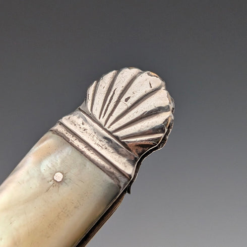 1821年英國古董珍珠母貝手柄純銀刀片小刀,由湯瑪斯諾威爾製作
