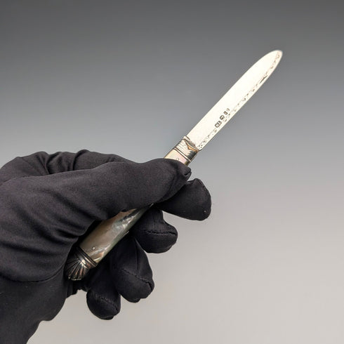 1821年英國古董珍珠母貝手柄純銀刀片小刀,由湯瑪斯諾威爾製作