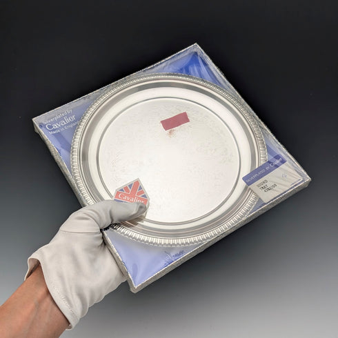 英國復古 銀鍍層圓形托盤 直徑21cm Cavalier 未開封