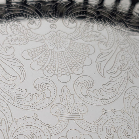 復古英國鍍銀畫廊托盤,直徑 23 厘米,《讀者文摘》,盒裝