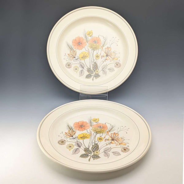 Pair of British Vintage Meakin Trend Hedgerow Pattern Dinner Plates, 27cm Diameter